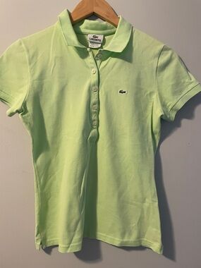 Lacoste Womens green polo shirt. size:40 Medium.
